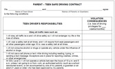 teen driving contract