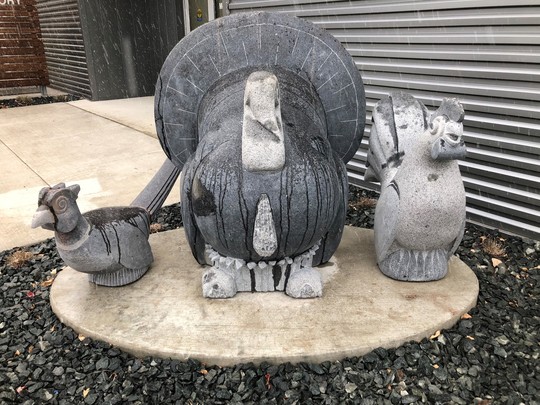 New granite statues at the Minnesota Poultry Testing Laboratory