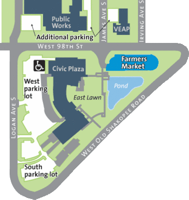 Map showing Farmers Market location and parking