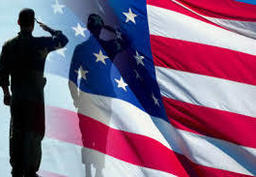 Veteran saluting flag
