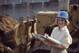 Woman working construction