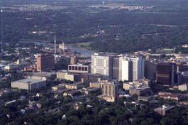 Aerial view of downtown Rochester