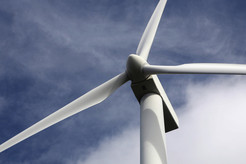 Close up of a wind turbine
