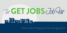 Get Jobs Job Fair logo shadow of buildings
