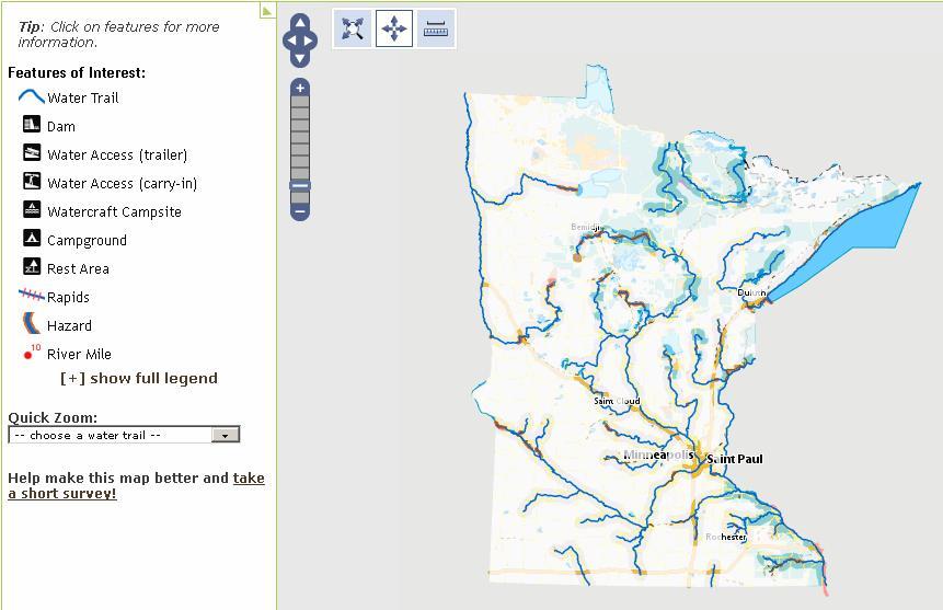 Screenshot of the Interactive Water Trail Map