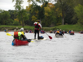 Paddlers on the Mississippi River 
