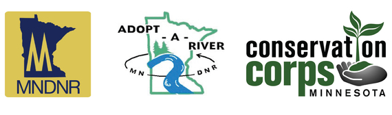 Logos: MN DNR, Adopt-a-River, Conservation Corps