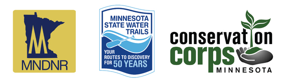 Logos: MN DNR, MN State Water Trails, Conservation Corps
