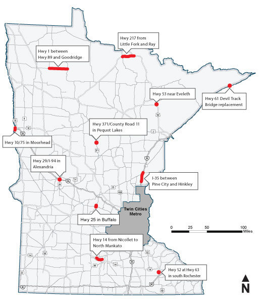 Statewide traffic impacts map