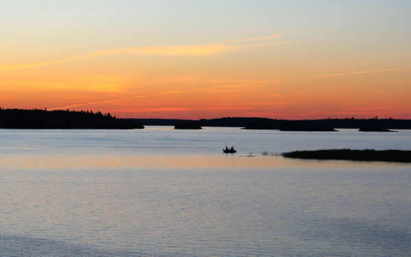 Sunset at Flag Island; photo courtesy of LakeoftheWoodsMN.com
