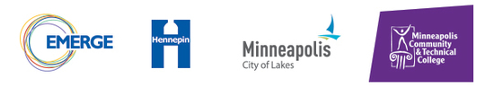 Logos from Emerge, Hennepin County, City of Minneapolis, 