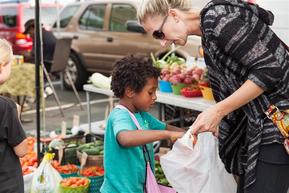 Mom and child at market 