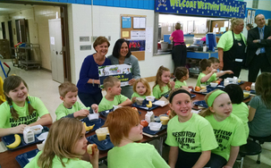 Superintendent Jane Berenz and Education Commissioner Brenda Cassellius join Westview Elementary students for breakfast