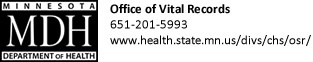 MDH logo and Office of Vital Records contact
