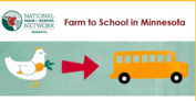 farm to school newsletter logo of a chicken and a bus