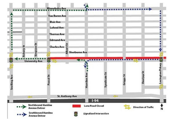 Hamline detour map