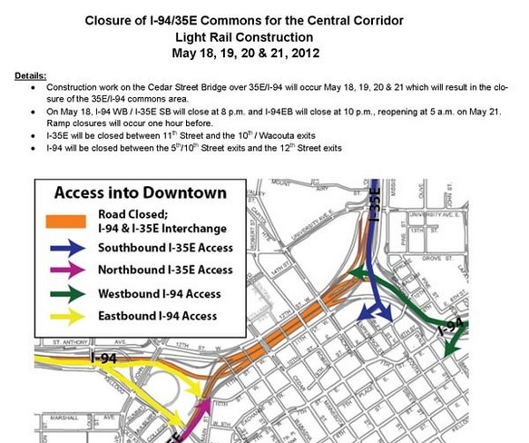 I-94/35E commons closure info