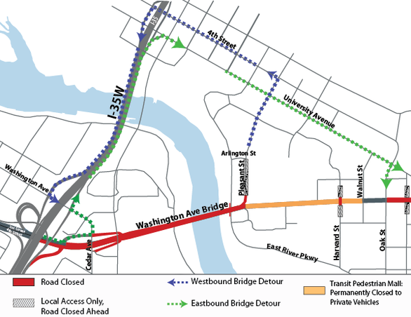 Closure of Washington Avenue Bridge