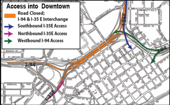 I-94 and I-35E Downtown Access Map