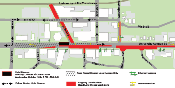 Minneapolis construction night
