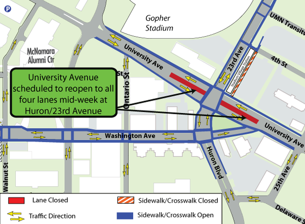 Map of construction in Stadium Village
