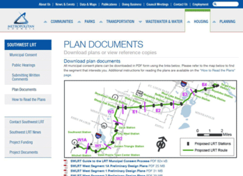 Screen shot of plan documents on SWLRT.org