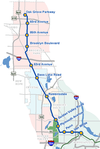 Map of METRO Blue Line Extension