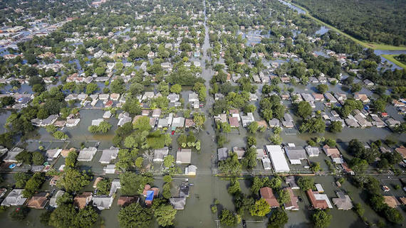 Flooded residential area in Houston.