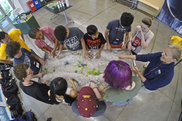 Students using a water table.