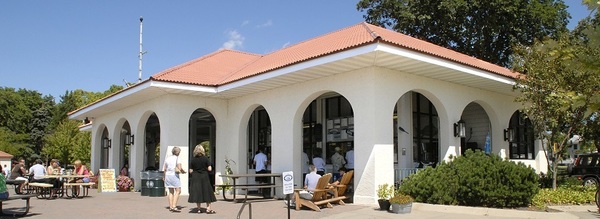 Park users enjoy food and drink from Tin Fish, the current tenant at Calhoun Refectory