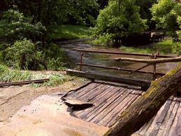 Bridge damaged by high water in Zumbro watershed