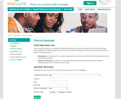 MNsure Assister Directory on website