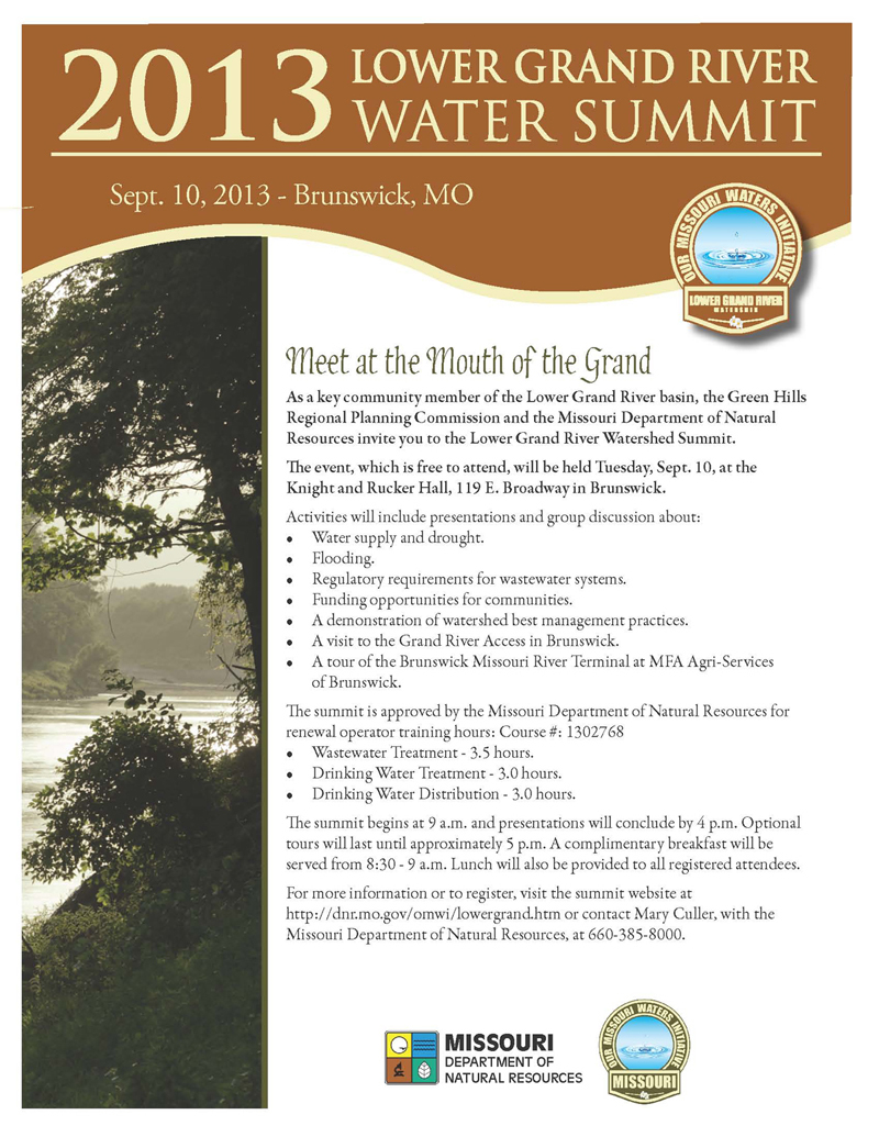 Our Missouri Waters Lower Grand River Watershed Summit Invitation