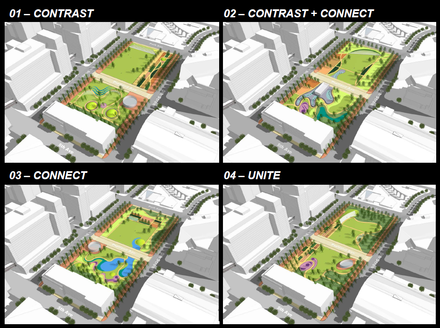Renderings of the four alternative approaches