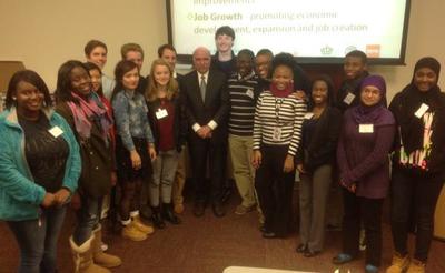 Mayor with Char Meck Youth Council 