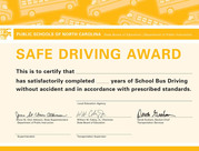 Safe Driving Award