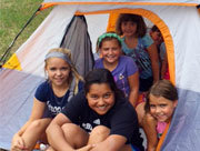 Kids in tent.