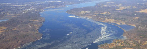 aerial view of Hudson at Esopus Meadows - courtesy U.S.Coast Guard