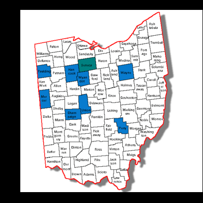 SECD-positive counties of Ohio, 2015