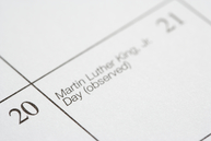 Close up of calendar displaying Martin Luther King, Jr. Day