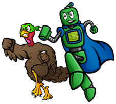 Robot and a turkey