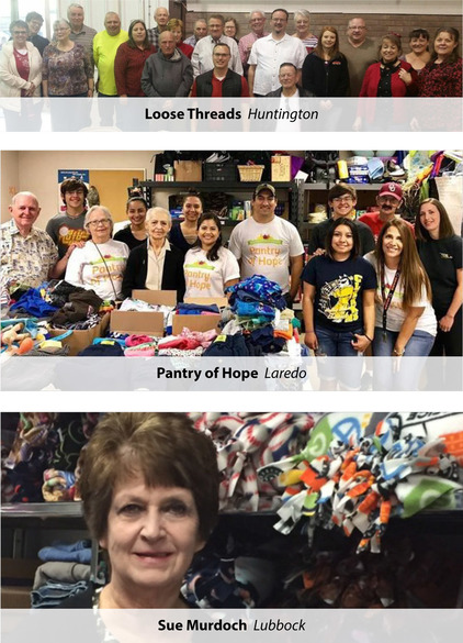 Pictures of three volunteers/groups from Huntington, Laredo, and Lubbock