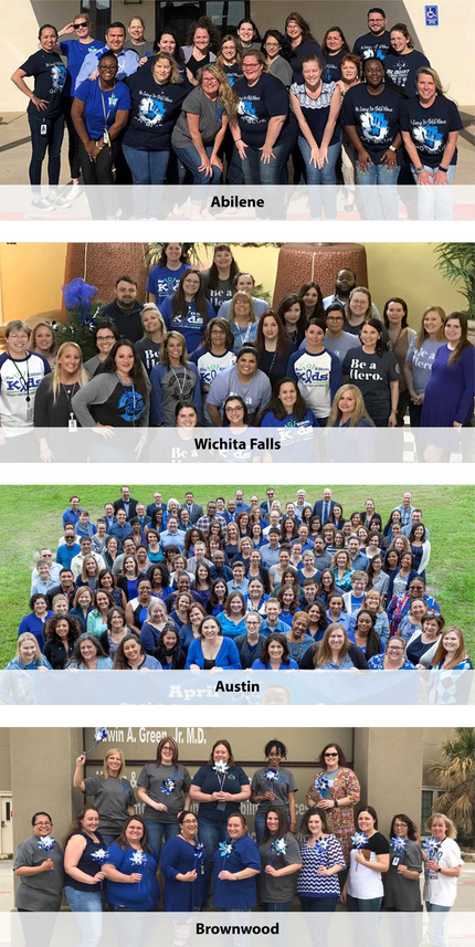 Photos of DFPS Staff wearing blue for Go Blue Day