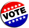 patriotic button with vote on it