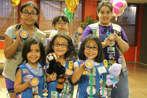 Girl Scouts display new rail safety patches