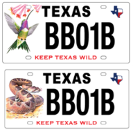 2 license plates - hummingbird and rattlesnake 