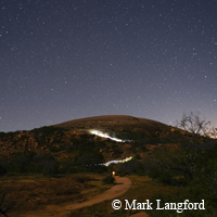 Night stars above Enchanted Rock dome