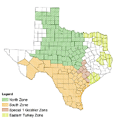 Texas map turkey zone hunting 