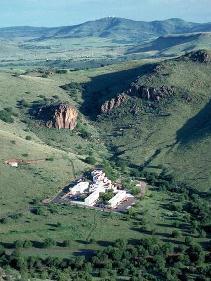 aerial view Indian Lodge and surrounding hills 