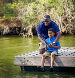 Father and son fishing
